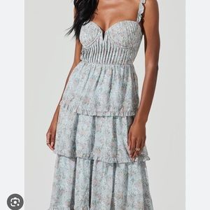 ASTR flutter strap floral tiered maxi